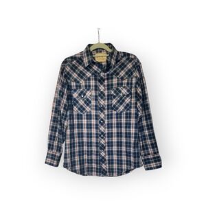 Wrangler Western Fashion Snap Shirt in Blue and Tan Plaid